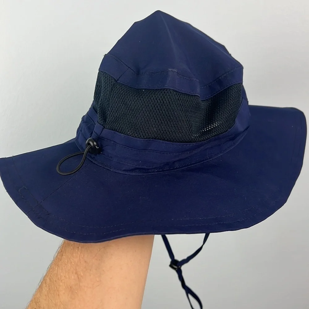 Kids unisex dark blue lightweight mesh side floppy bucket hat